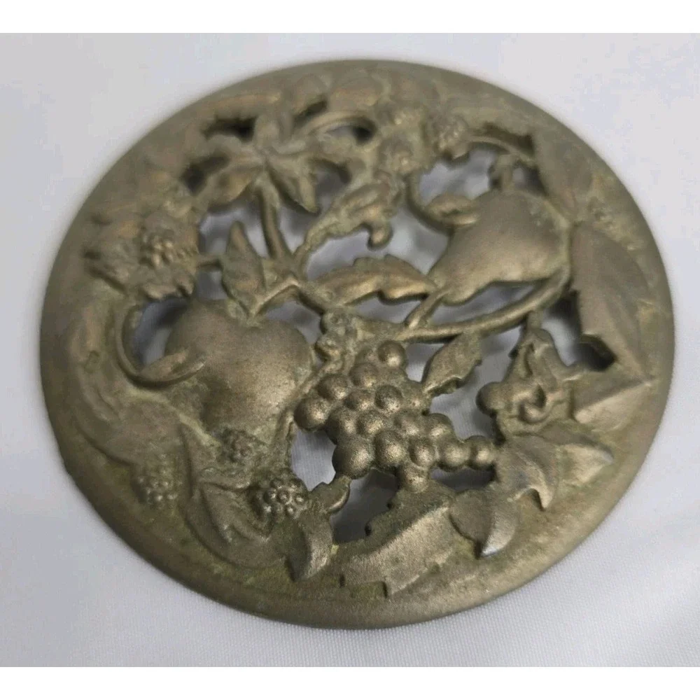 Vintage Metal Candle Jar Lid Fruit Design